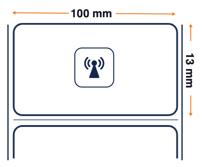 Tag, RFID, TT  Polyester  100 x 13 mm, POLYESTER, 76.2mm core, 600 / roll (Silverline Slim II ETSI / Monza R6-P)