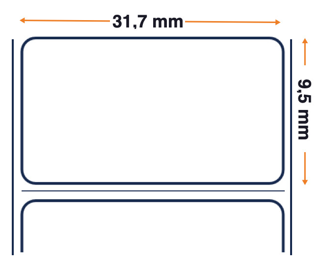 Etiqueta Zebra, Papel normal, Z-Perform 1000T Removable, Anchura: 31.75 mm, Altura: 19.05 mm, Diámetro: 127 mm, Diámetro del núcleo: 25.4 mm