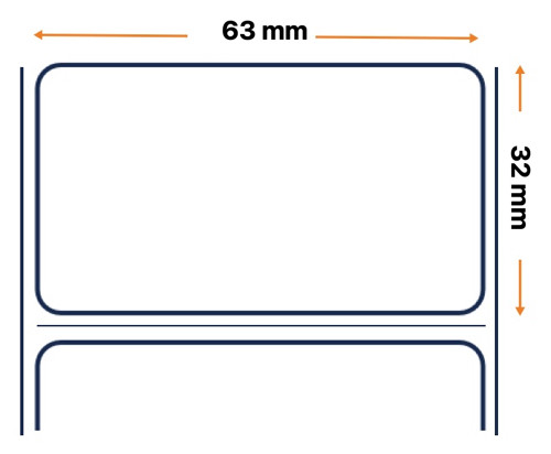 Etichetta Zebra, plastica, Z-Ultimate 3000T, larghezza: 63,5 mm, altezza: 31,75 mm, diametro: 127 mm, diametro del nucleo: 25,4 mm