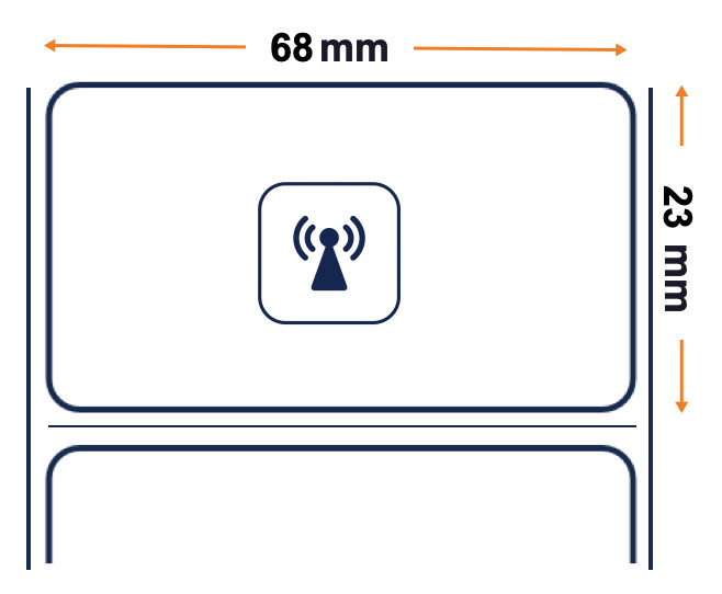 Tag, RFID, Z-Ultimate 2500T 68X23mm, POLYESTER, 76.2mm core, 5000 / roll (BT577 Flag / MR6-P)