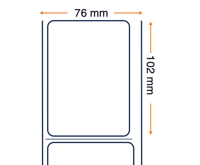 DTM Label Roll 625x3in x 4in Papel de tóner seco mate. Tamaño: 76 x 102 mm.