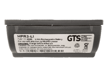 HPR3-LI batería recargable utilizada para alimentar las impresoras de la serie PR2 / PR3 Intermec. OEM P/N 1013AB01.