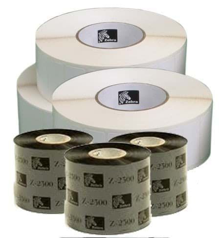 Kit Zebra Etiquetas  / Ribbon , 3 rollos de etiquetas Z-Select 2000T 102 x 102 mm + 1 Ribbon 2300 cera, 110 mm,